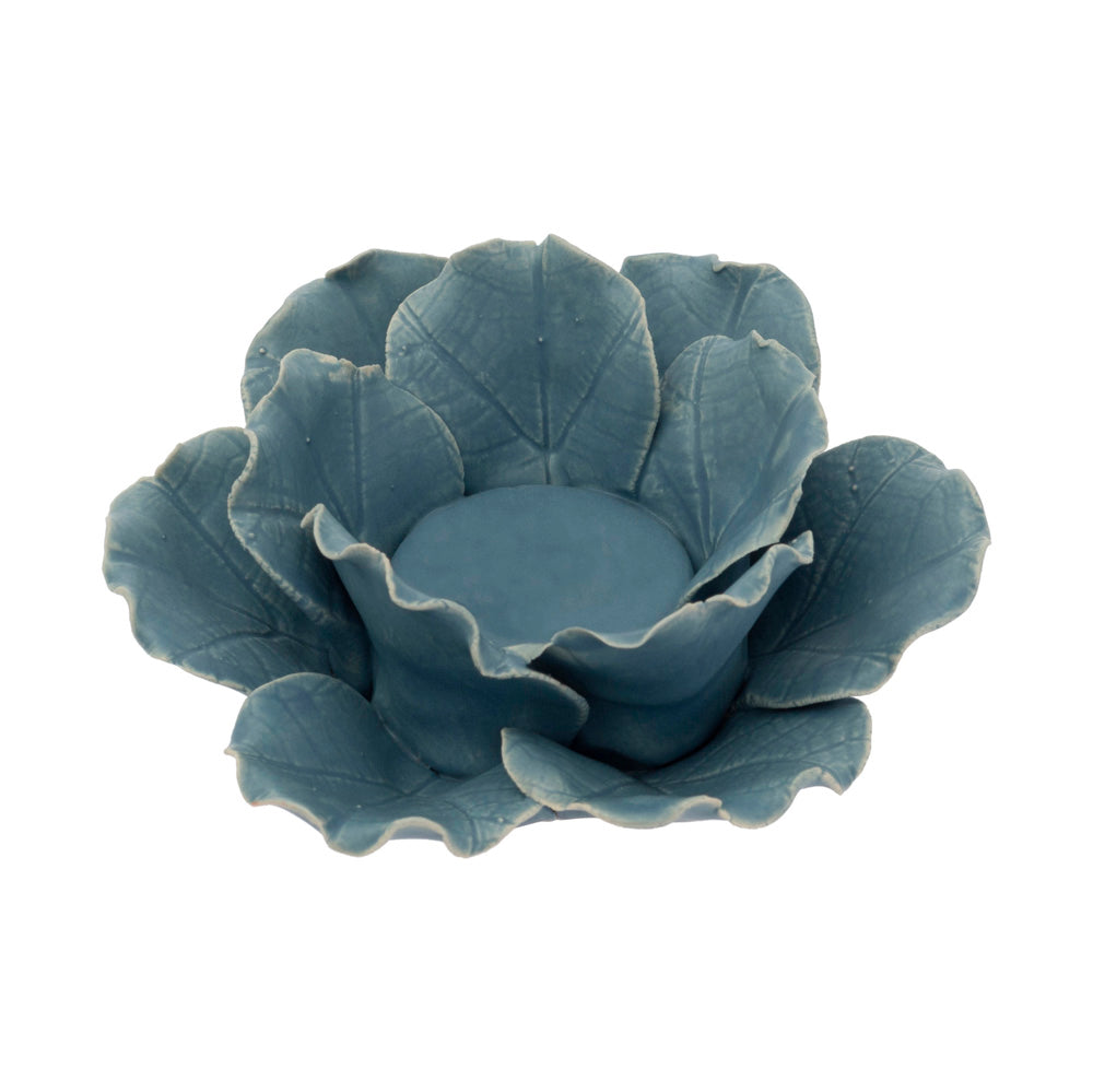 Sky Blue Flower Tealight Candle Holder