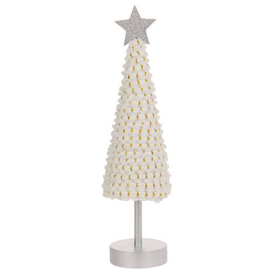 Large White and Gold Cone Tree With Star