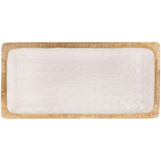 Mother Of Pearl Wood Rectangle Tray Large