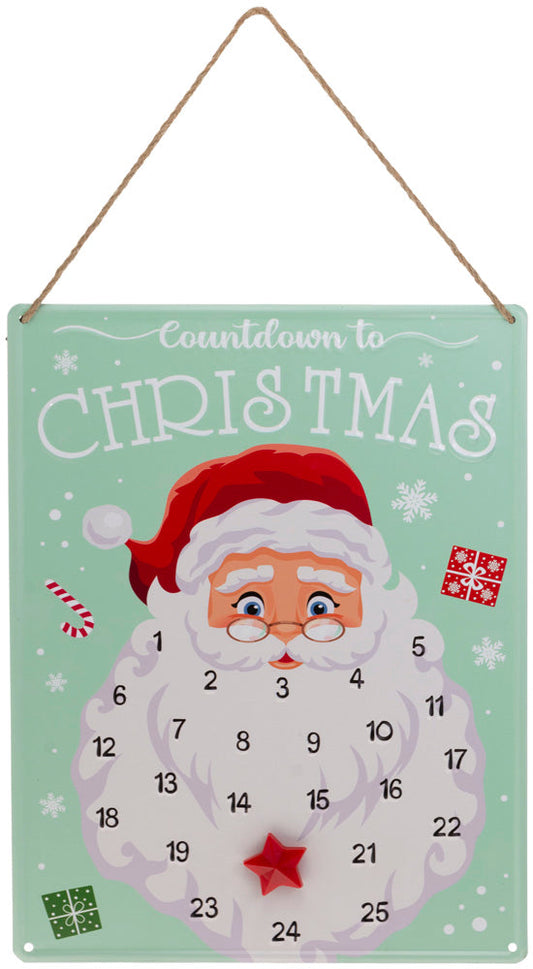 Xmas Countdown Jolly Santa Face Sign