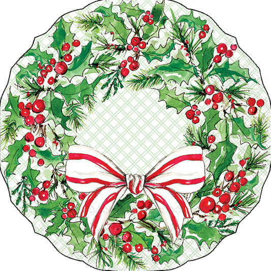 Holly Berry Wreath Shaped Lunch Napkin