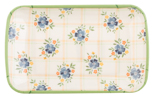 Patterned Rectangle Garden Tidbit Plates- Plate 1