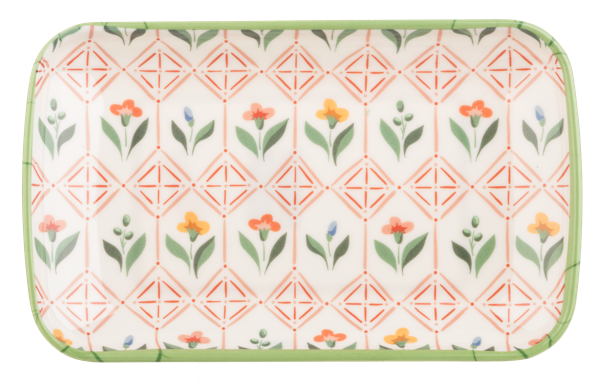 Patterned Rectangle Garden Tidbit Plates- Plate 4