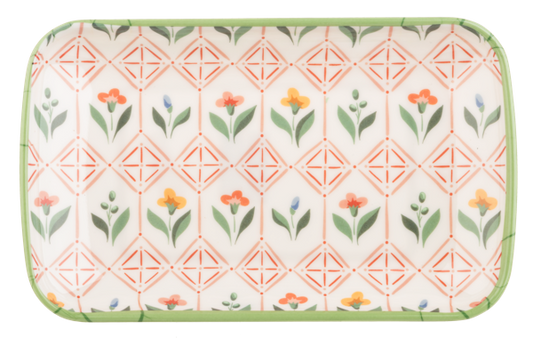 Patterned Rectangle Garden Tidbit Plates- Plate 4