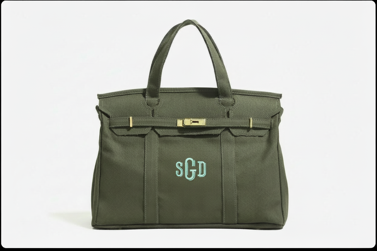 Handmade Premium Cotton Canvas Boat Bag Solid: Olive Green