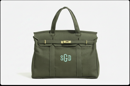 Handmade Premium Cotton Canvas Boat Bag Solid: Olive Green