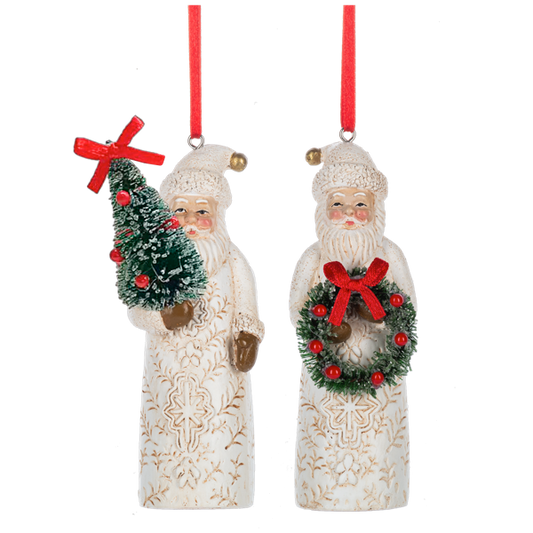 Santa w/Wreath & Tree Ornaments
