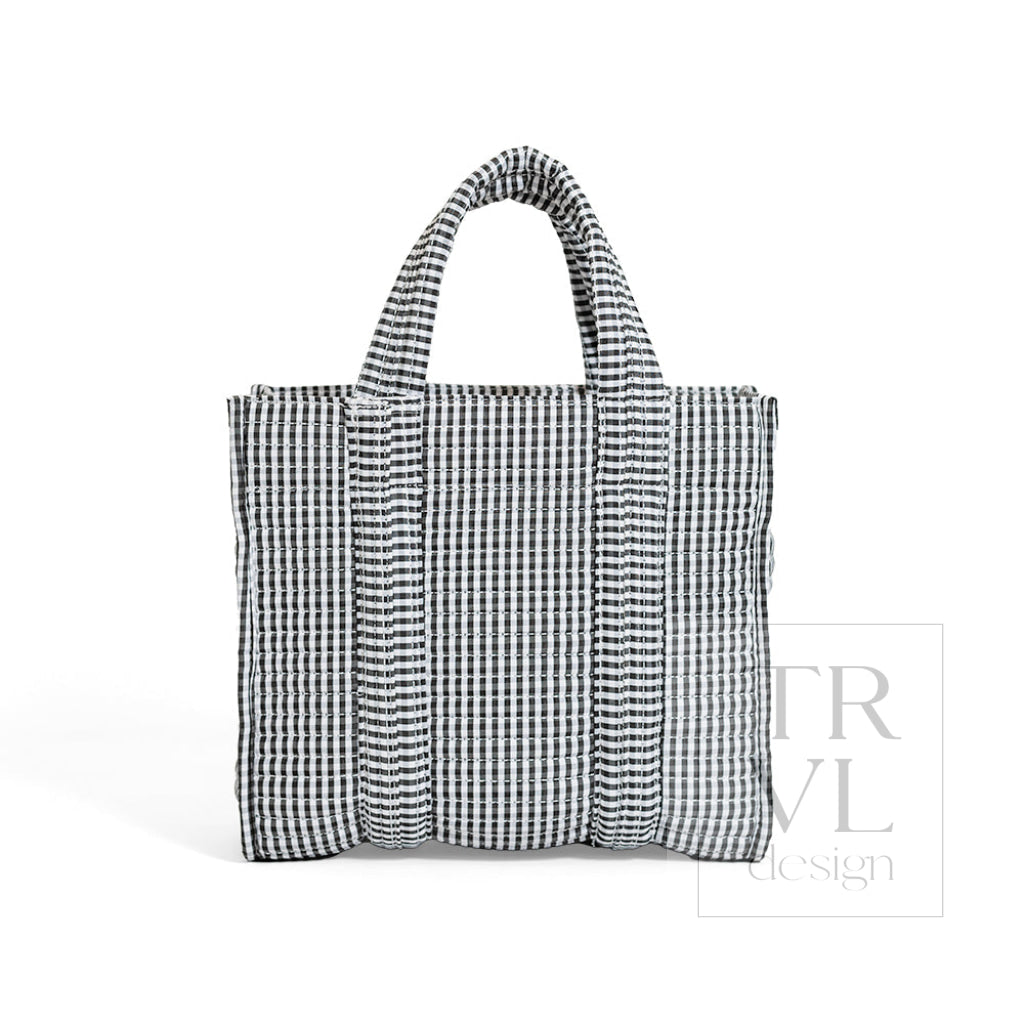 QUILTED MINI GO GO TOTE - GINGHAM BLACK