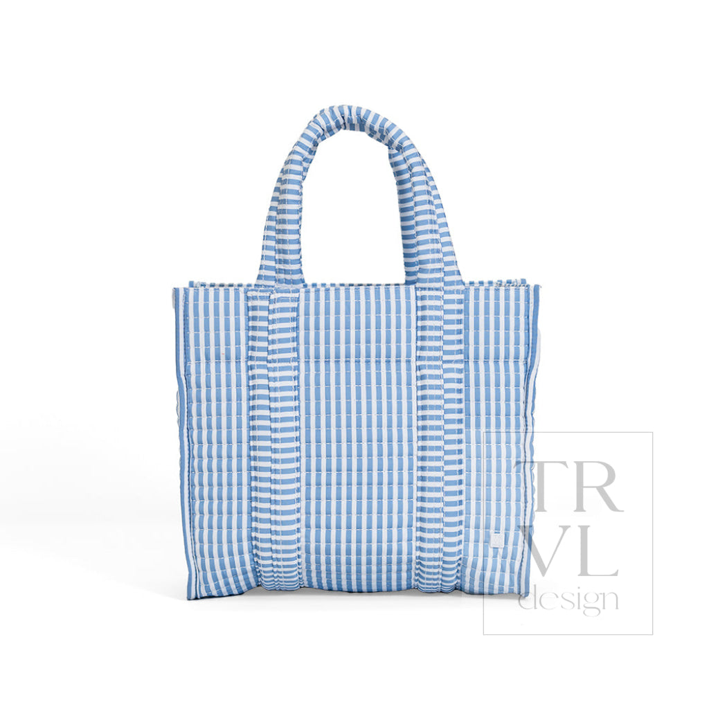 QUILTED MINI GO GO TOTE - PIMLICO STRIPE CHAMBRAY