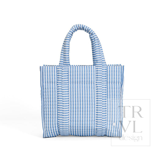 QUILTED MINI GO GO TOTE - PIMLICO STRIPE CHAMBRAY