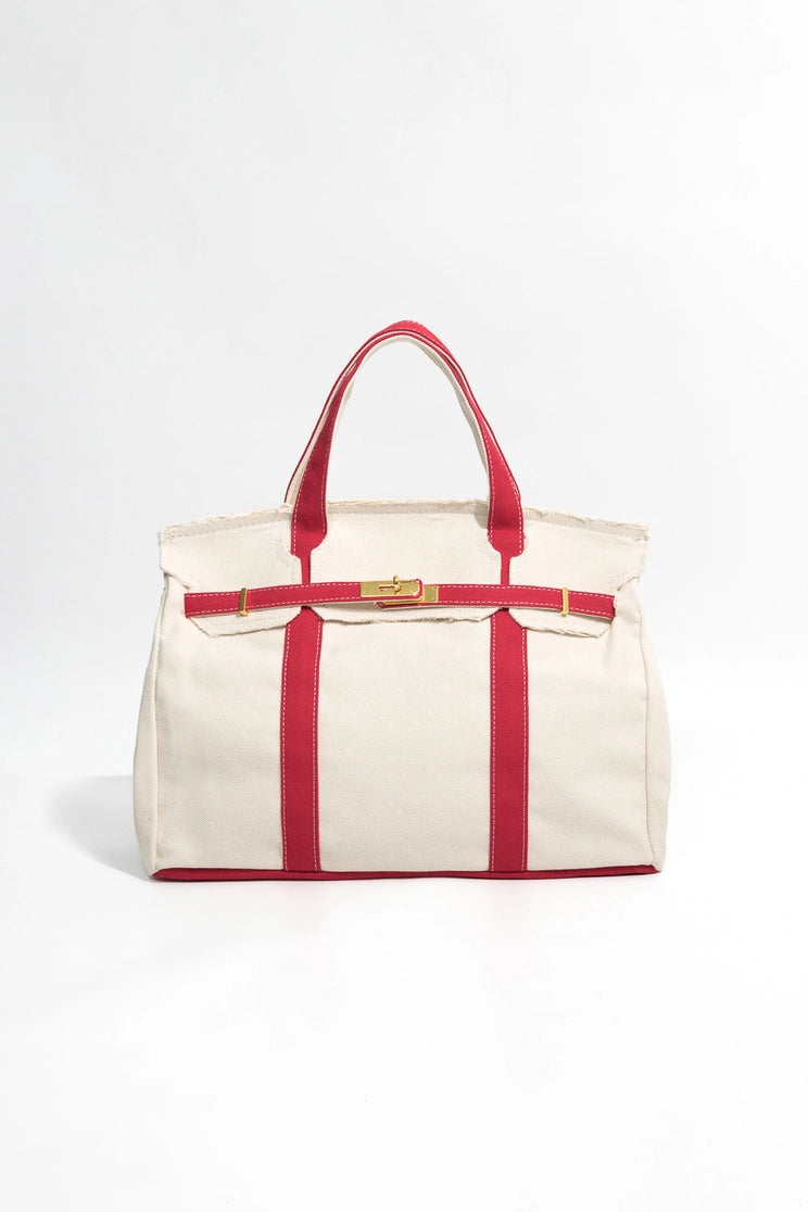 Handmade Premium Cotton Canvas Boat Bag Red