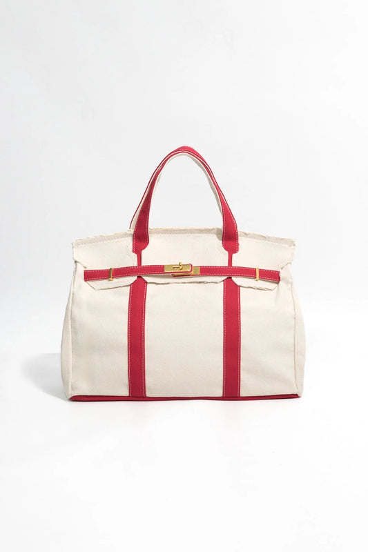 Handmade Premium Cotton Canvas Boat Bag Red