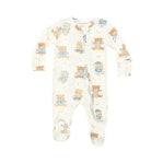 Teddy Bears Blue 2 Way Zipper Footie