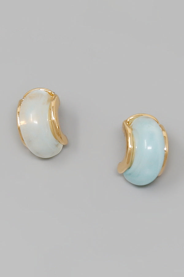 Vintage-Inspired Marble Inlay Hoop Earrings
