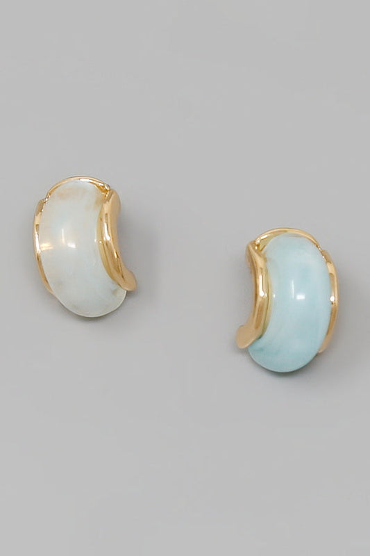Vintage-Inspired Marble Inlay Hoop Earrings