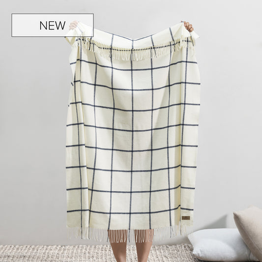 Navy Lexington Plaid Throw