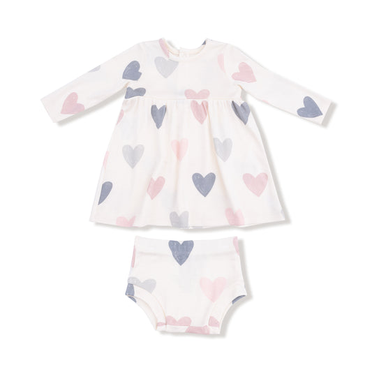 Hearts - Modal Rib - Simple Dress + Bloomer