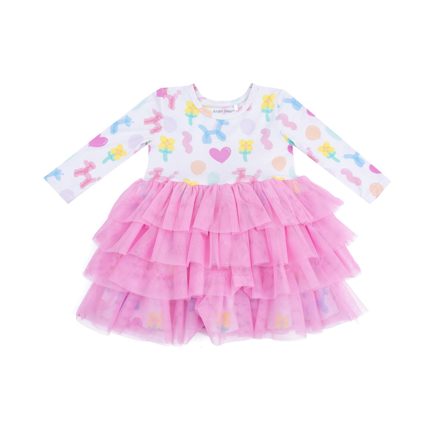 Balloon Animals Pink - Twirly L/s Layered Tulle Dress