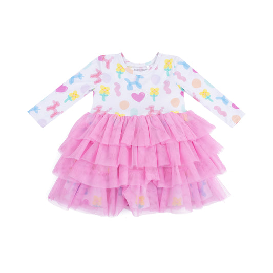 Balloon Animals Pink - Twirly L/s Layered Tulle Dress