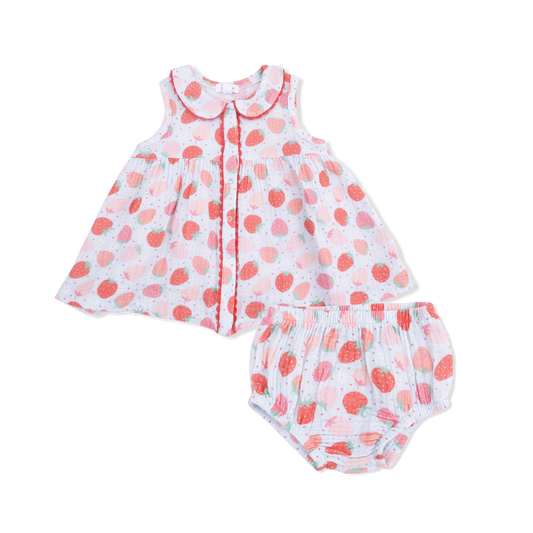 Strawberry Bliss - Jill Dress Sleeveless With Bloomer