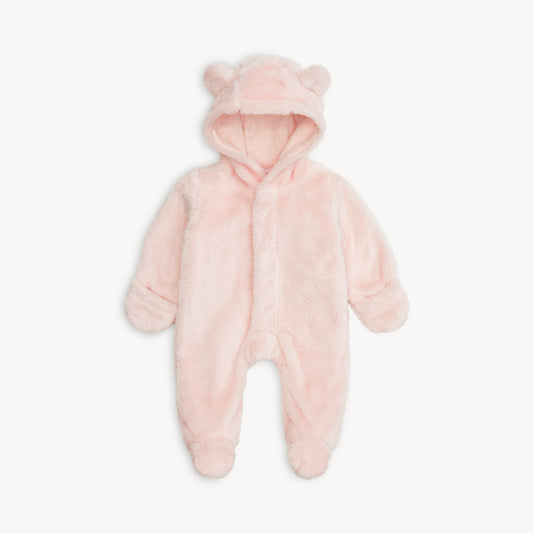 Pink Blossom Minky Bear Footie