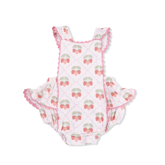 Sweet Strawberries - Ric Rac Ruffle Sunsuit