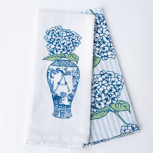 Initial Towel - Hydrangea