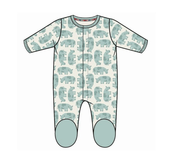 Organic Cotton Footie Green Cow