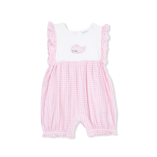 Bubbly Whale With Bow Pink - Ruffle Playsuit