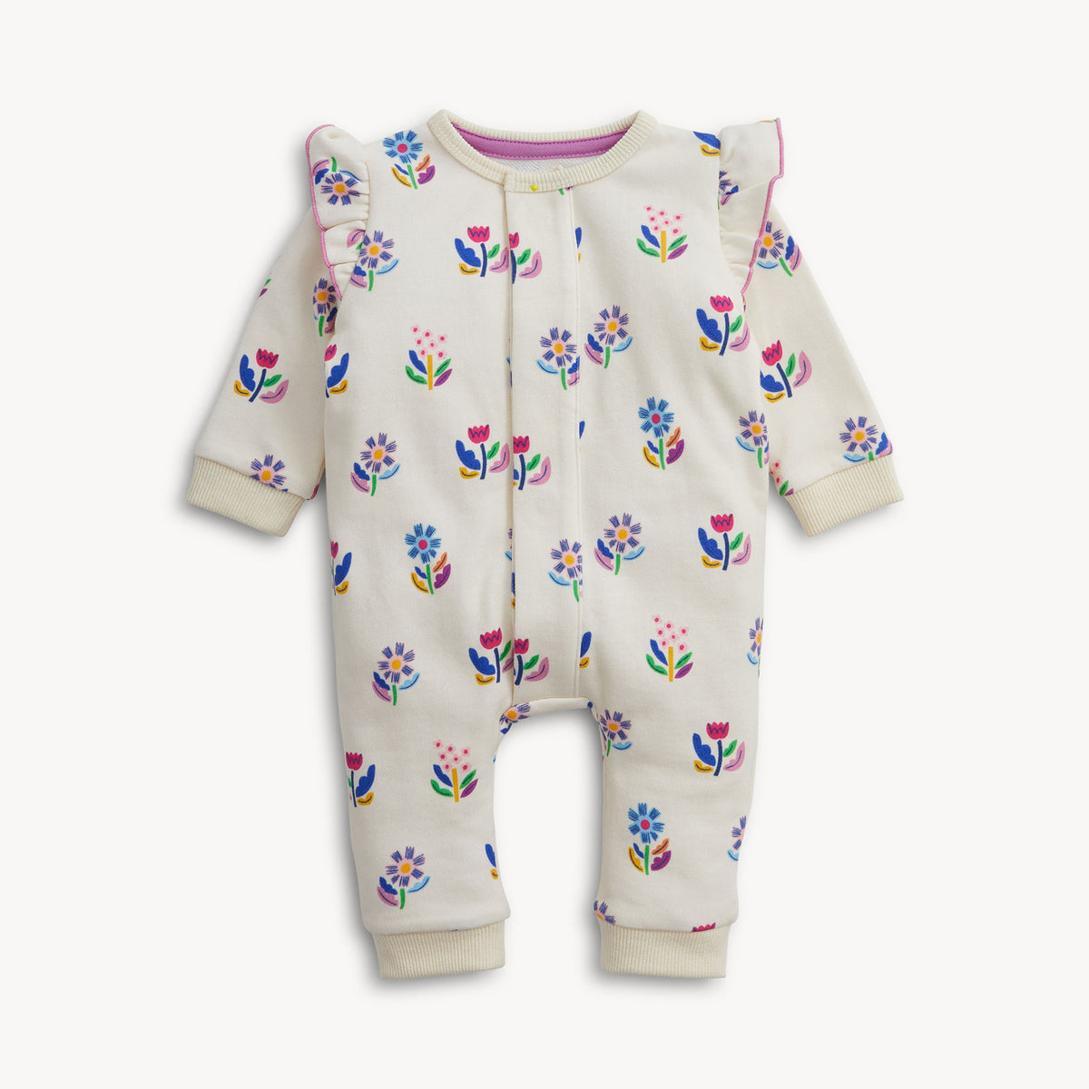 Floral Ivory French Terry Baby Romper