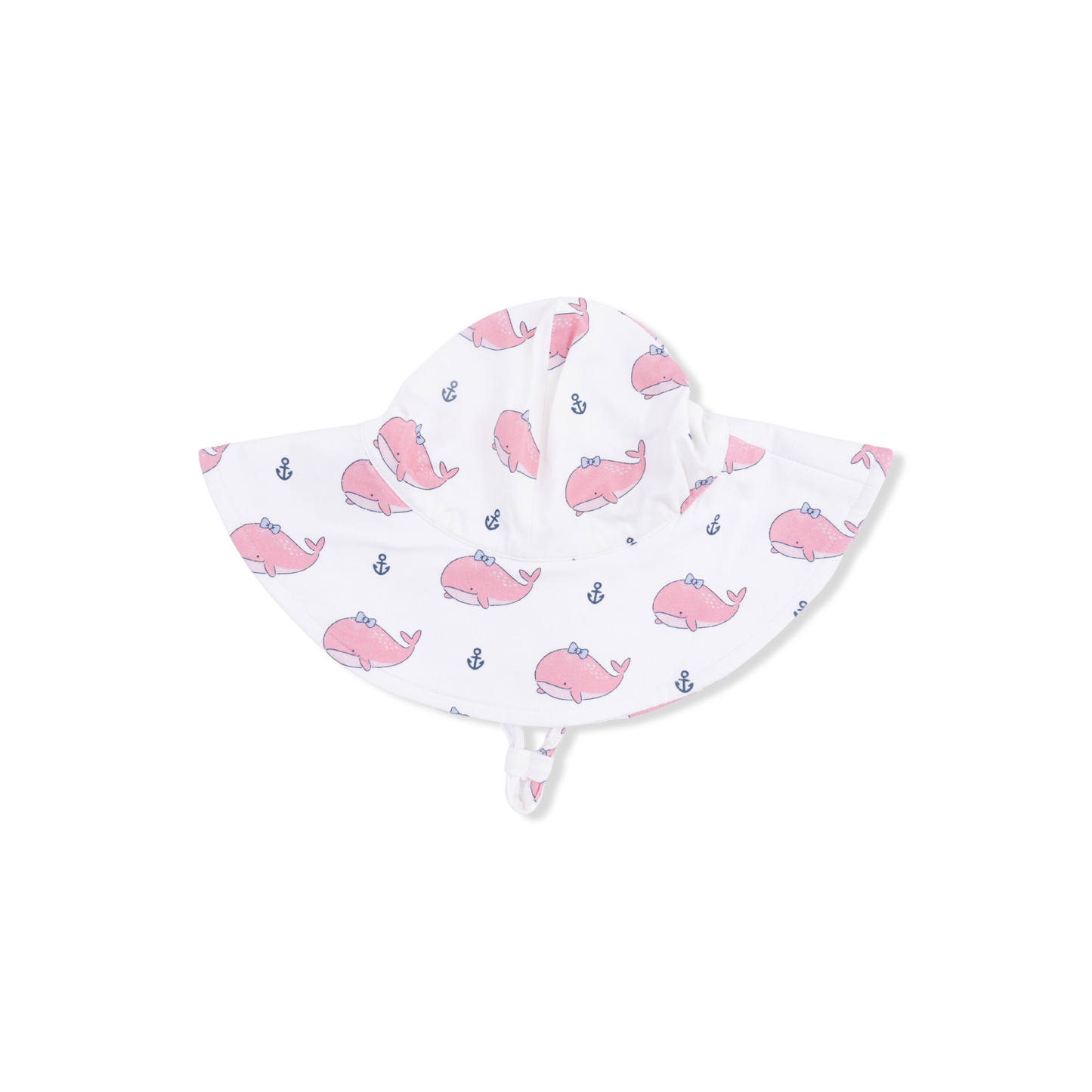 Bubbly Whale With Bow Pink - Wide Brim Sun Hat