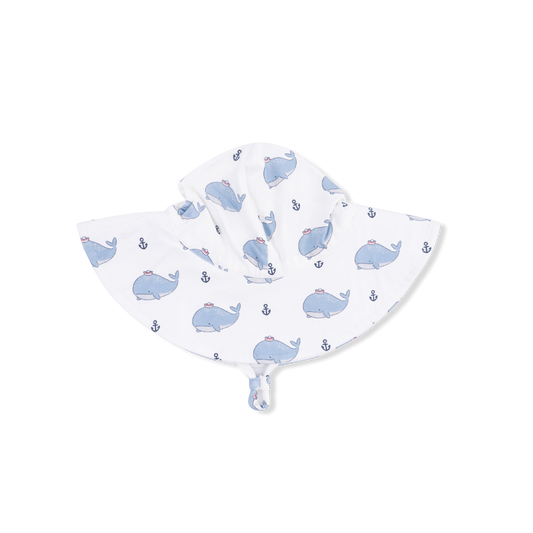Bubbly Sailor Whales Blue - Wide Brim Sun Hat