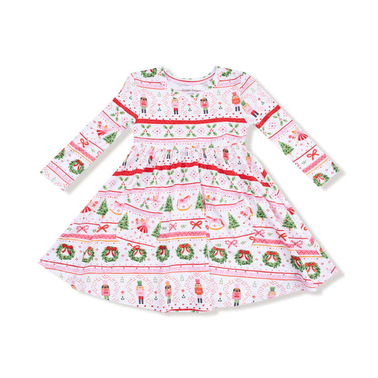 Sugar Plum Fairy - Nutcracker Fair Isle - Pink - Twirly L/s Dress