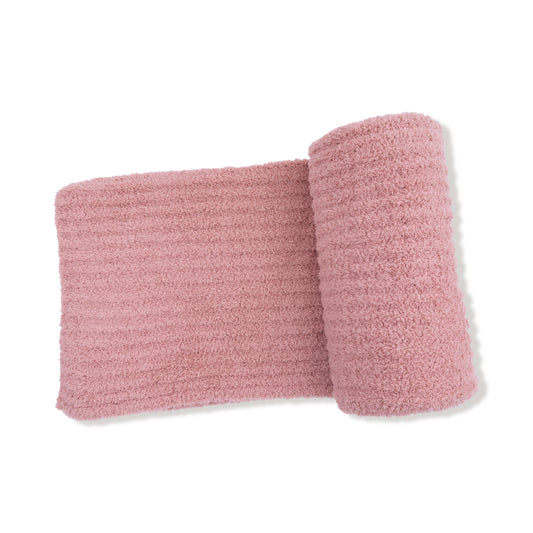 Chenille Blanket With Striped Texture Rose 30X30