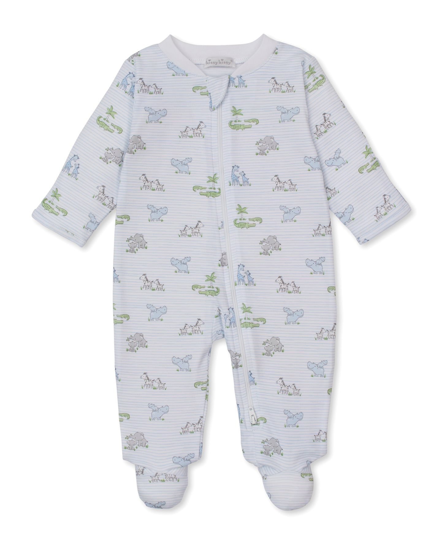 Footie W/ Zip Prt-Safari Party in Multi Blue
