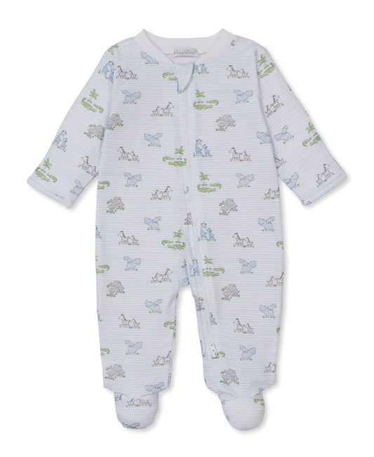 Footie W/ Zip Prt-Safari Party in Multi Blue