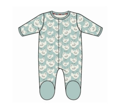 Organic Cotton Footie Green Chicken