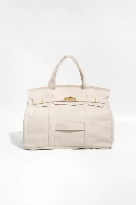 Handmade Premium Cotton Canvas Boat Bag White