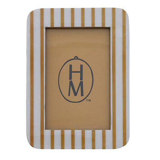 Yellow MDF & Resin Striped Photo Frame