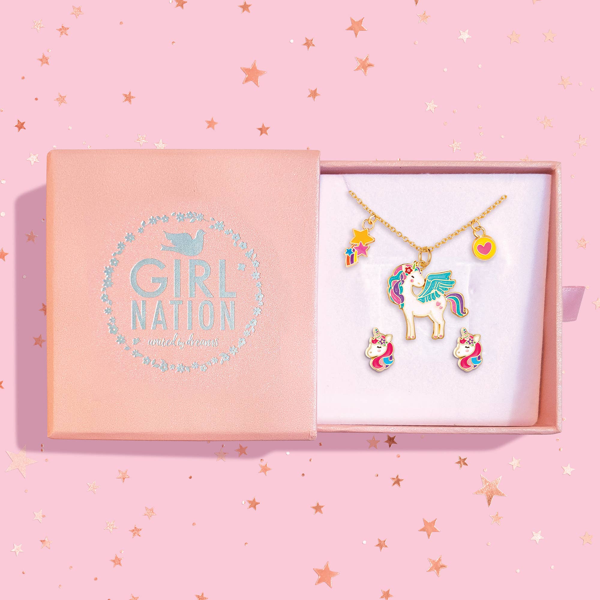 Charming Whimsy Necklace & Earring Gift Set- Unicorn Dreams