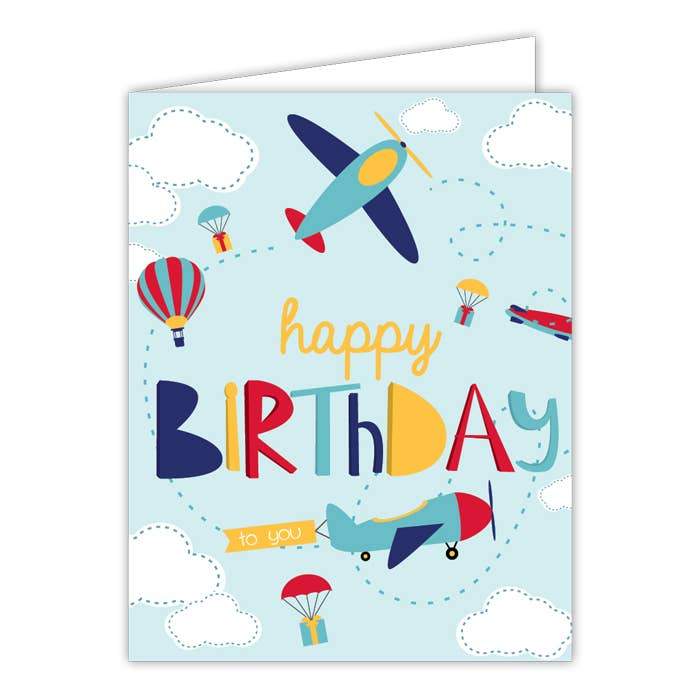Happy Birthday Airplanes Small Folded Greeting Card