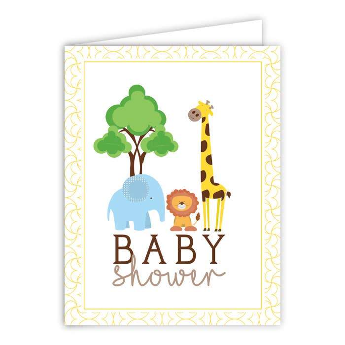 Baby Shower Zoo Animals Blue Greeting Card