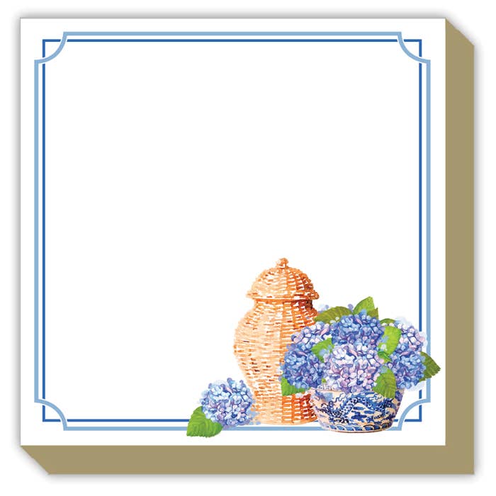 Tom Tom Handpainted Hydrangea and Basket Luxe Notepad