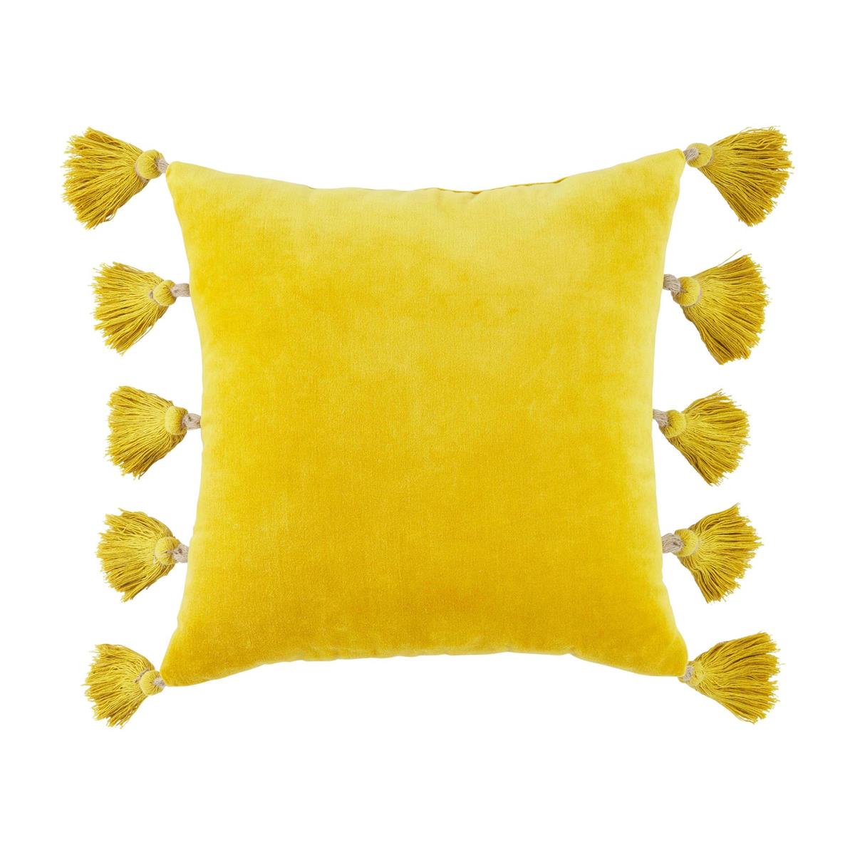 Mustard Velvet Tassel Pillow