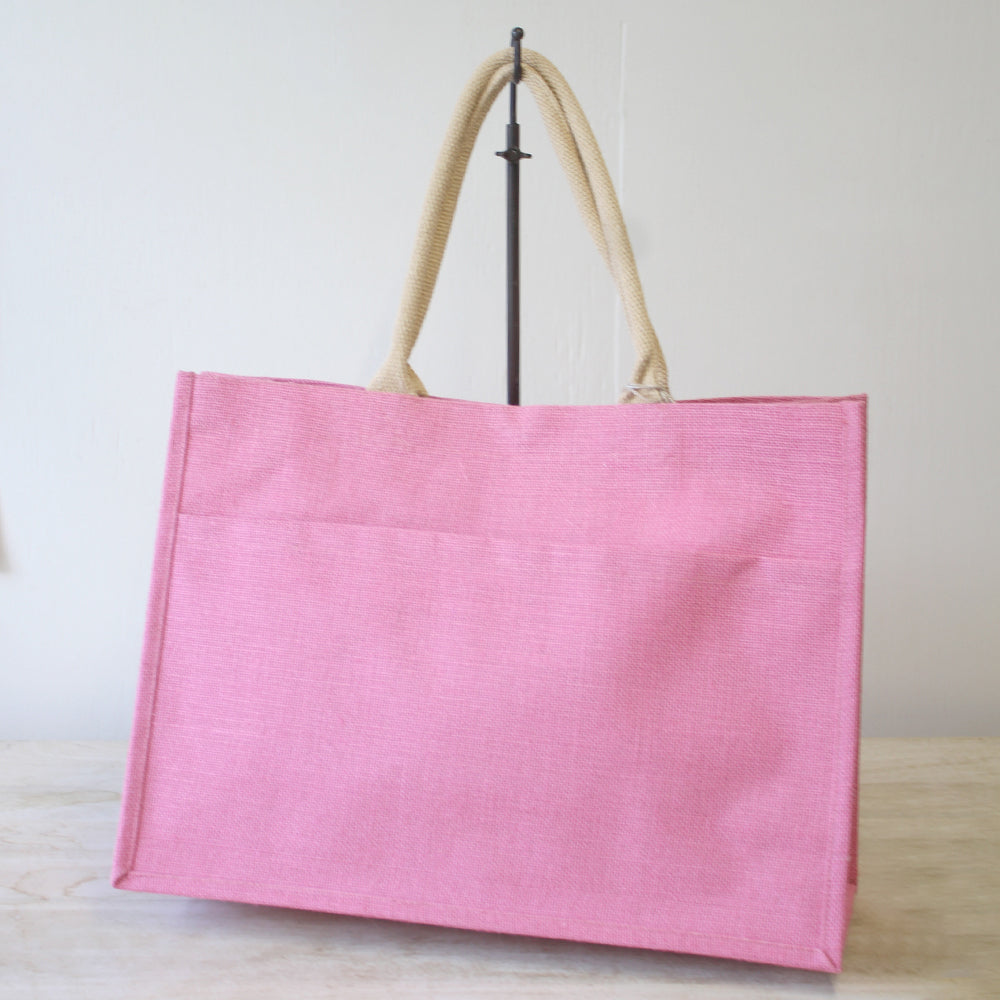 Jute Pocket Tote - Hot Pink