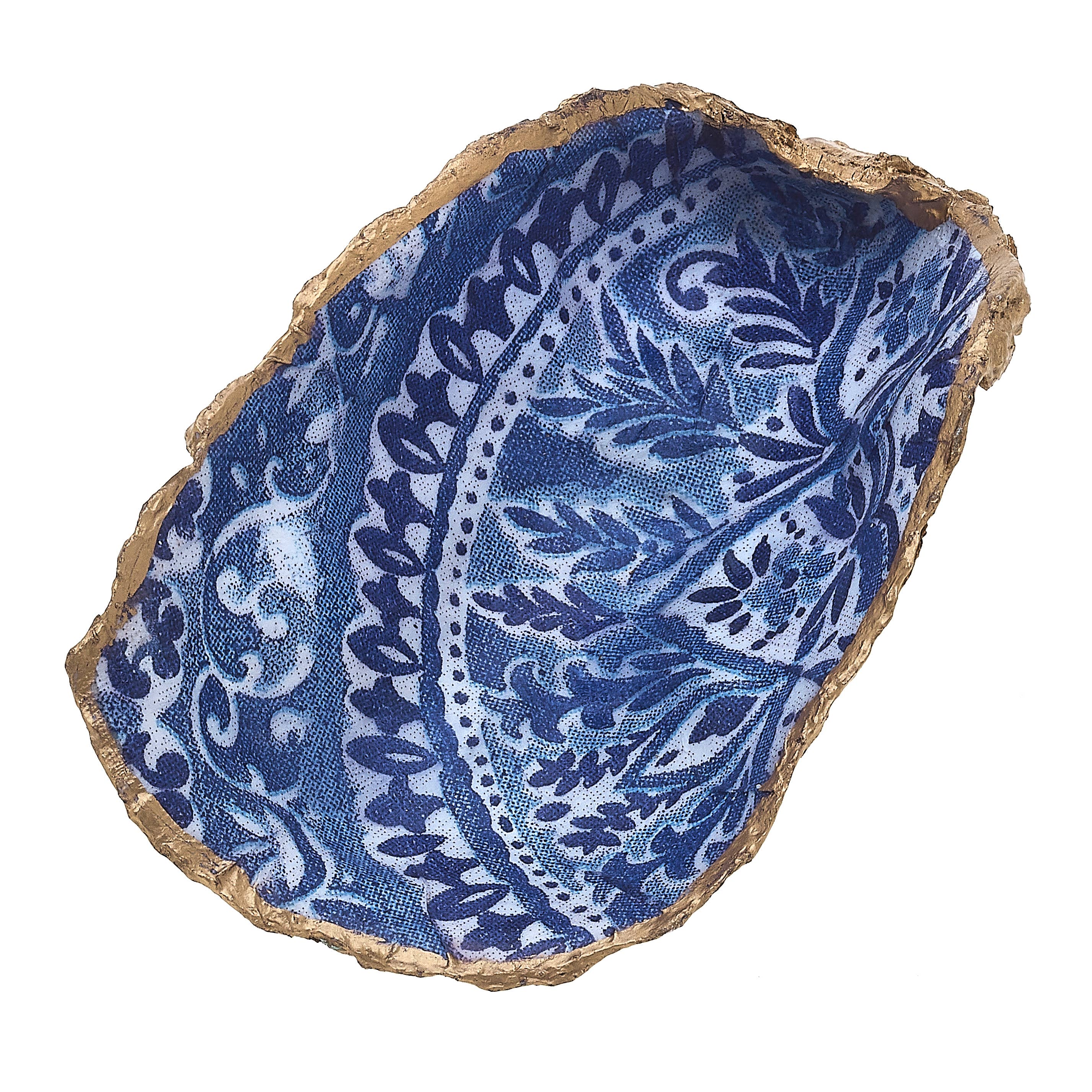 Catalina Decoupage Oyster Ring Tray in Blue & White