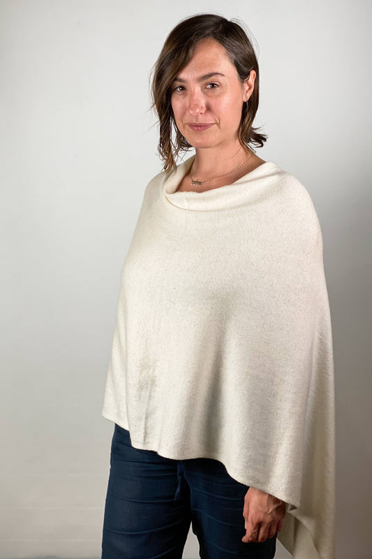 Cashmere Poncho Ivory