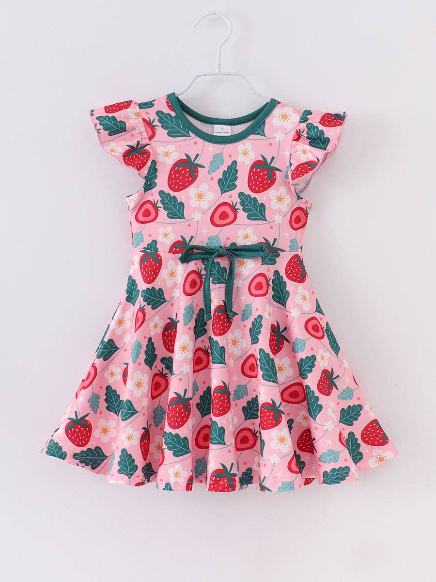 Pink Strawberry Ruffle Girl Dress