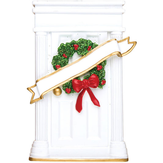 Door with Wreath Personalized Christmas Ornament