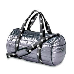 Gunmetal Puffer Duffle bag with Grey/Black Split Star Straps